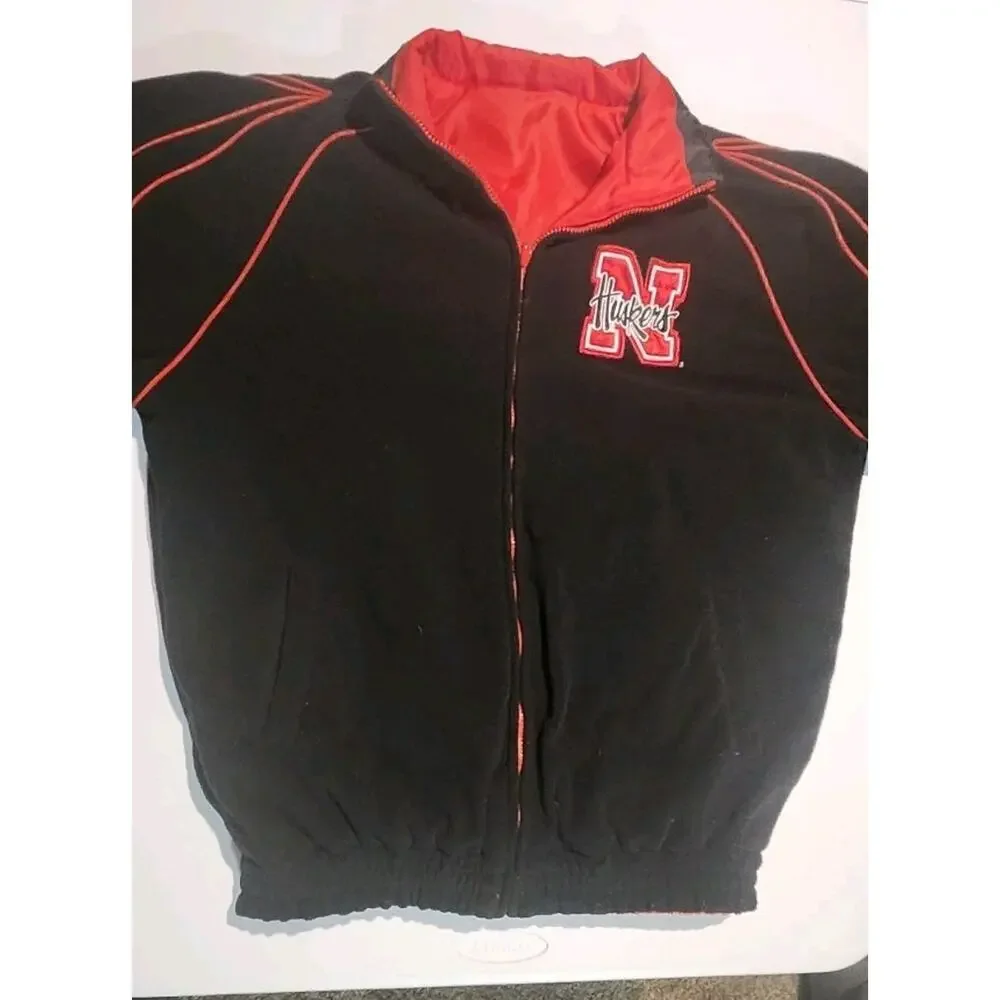 Vintage Nebraska Huskers Jacket Reversible Coat G-III Global Men’s MEDIUM
